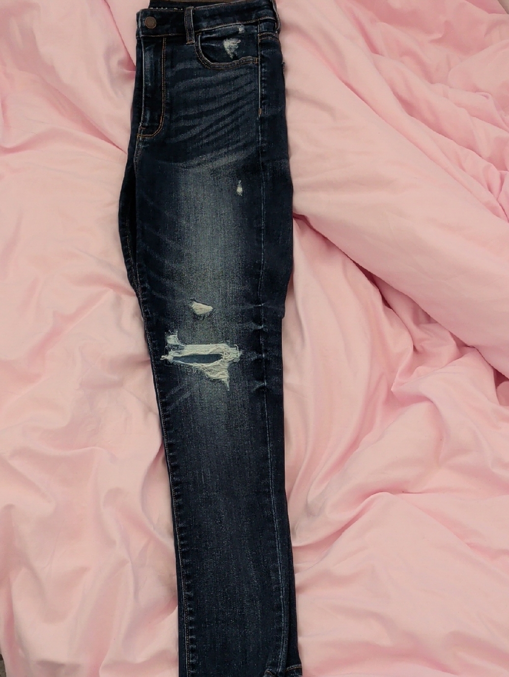 American Eagle Outfitters Dark Wash Ripped Skinny Jeans